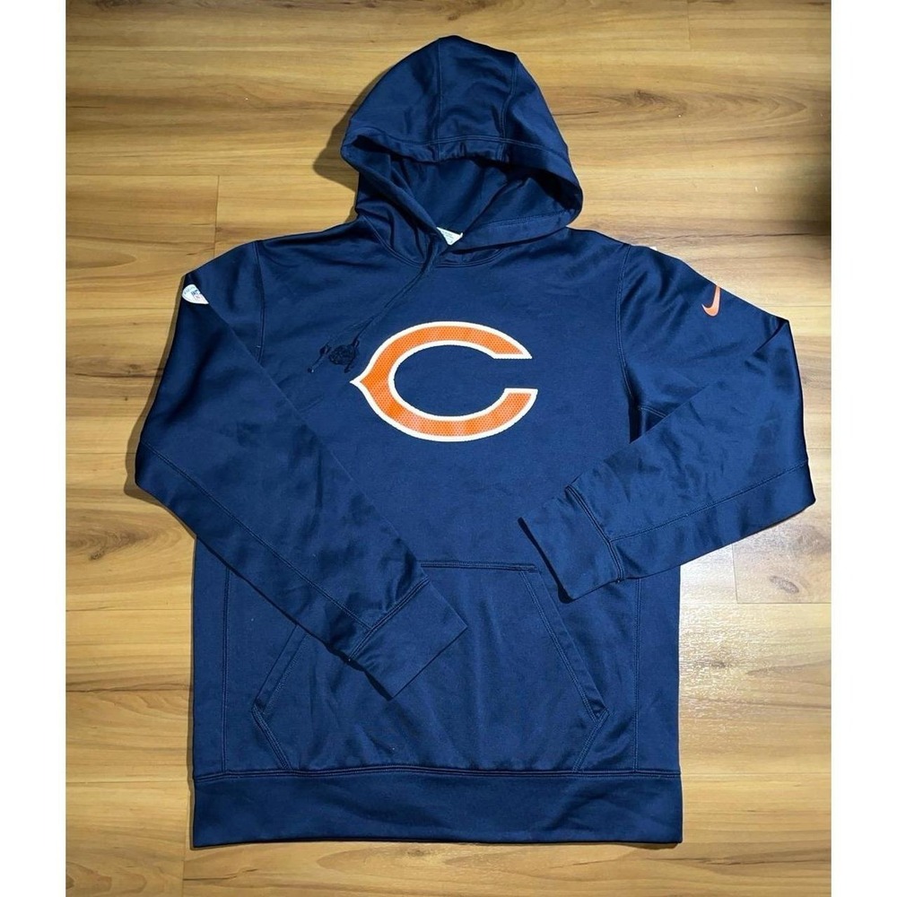 Mens Nike Chicago Bears NFl Football Navy Blue Pullover Sweatshirt Hoodie